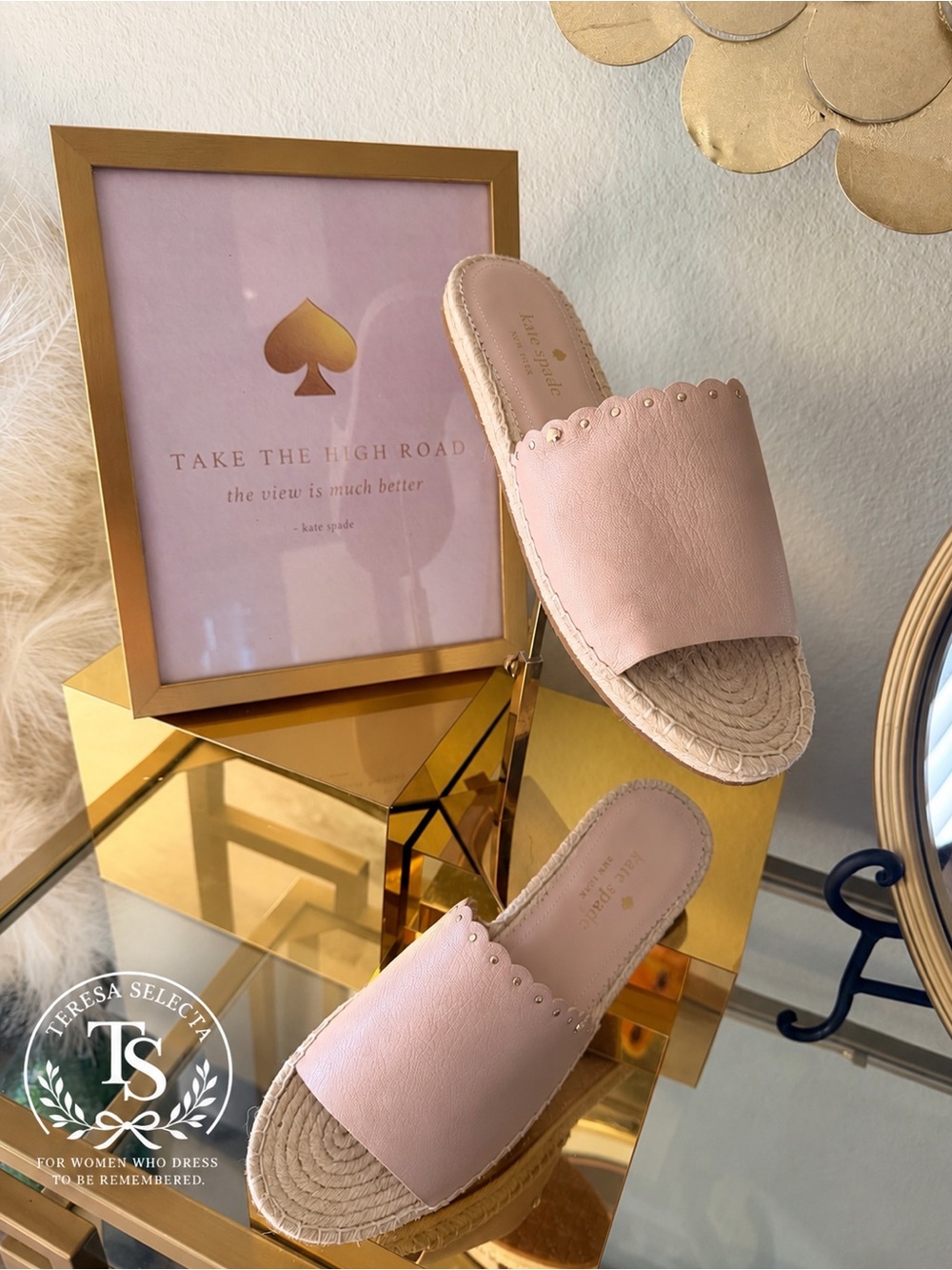 NWOT Kate Spade Gabriela Blush Espadrille Slide Sandals Sz 9